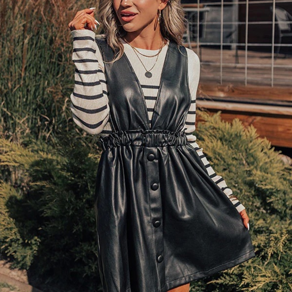 ASOS Black Faux Leather Dress bikercore pleather